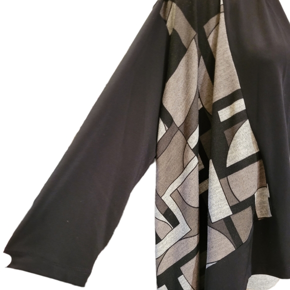 Alfred Dunner S Top with Cover Black Grey 3/4 Sleeve - Picture 4 of 12